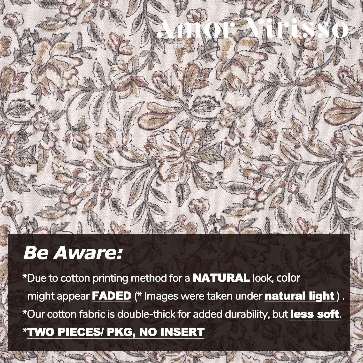 Amor Virisso Floral Throw Pillow Covers 20x20 Set of 2 Vintage Block Print Pillow Covers Decorative Pillow Covers Couch Pillows for Living Room Farmhouse Accent Sofa Pillows, Red/Sand