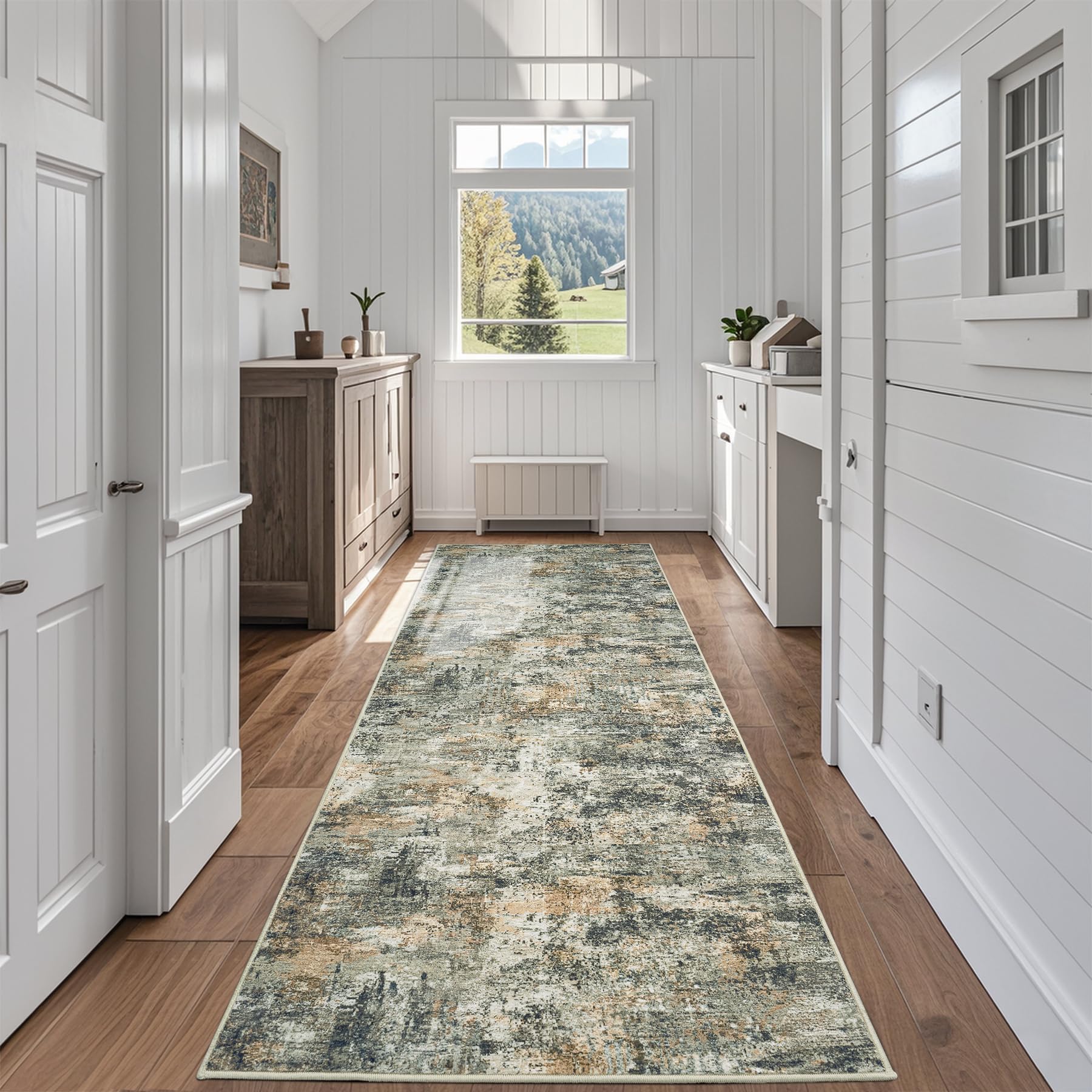 8x10 Area Rugs for Living Room Rug Washable: Abstract Large Rug for Dining Room Bedroom Carpet Non Slip 8 by 10 Indoor Modern Nursery Home Office Blue Grey