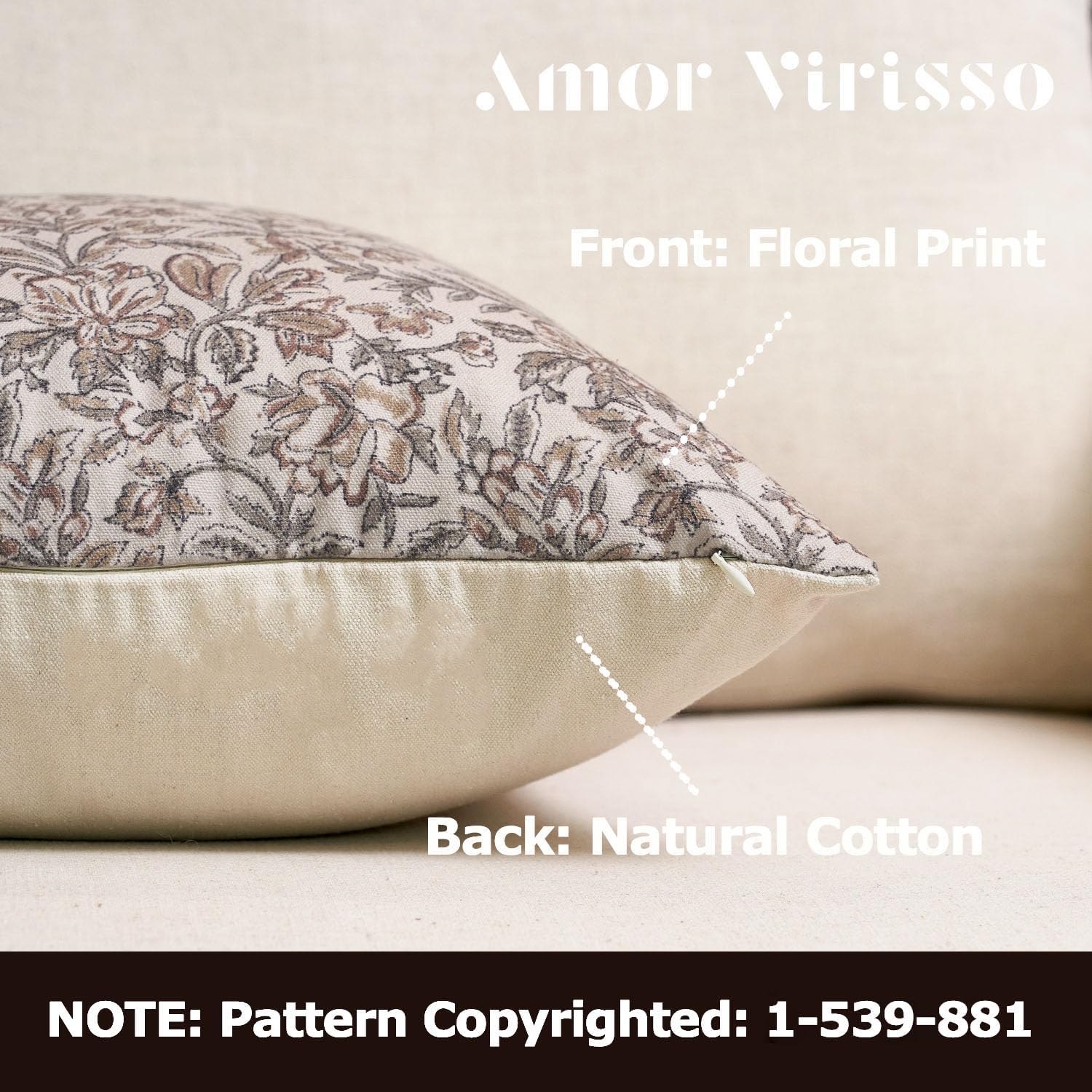 Amor Virisso Floral Throw Pillow Covers 20x20 Set of 2 Vintage Block Print Pillow Covers Decorative Pillow Covers Couch Pillows for Living Room Farmhouse Accent Sofa Pillows, Red/Sand