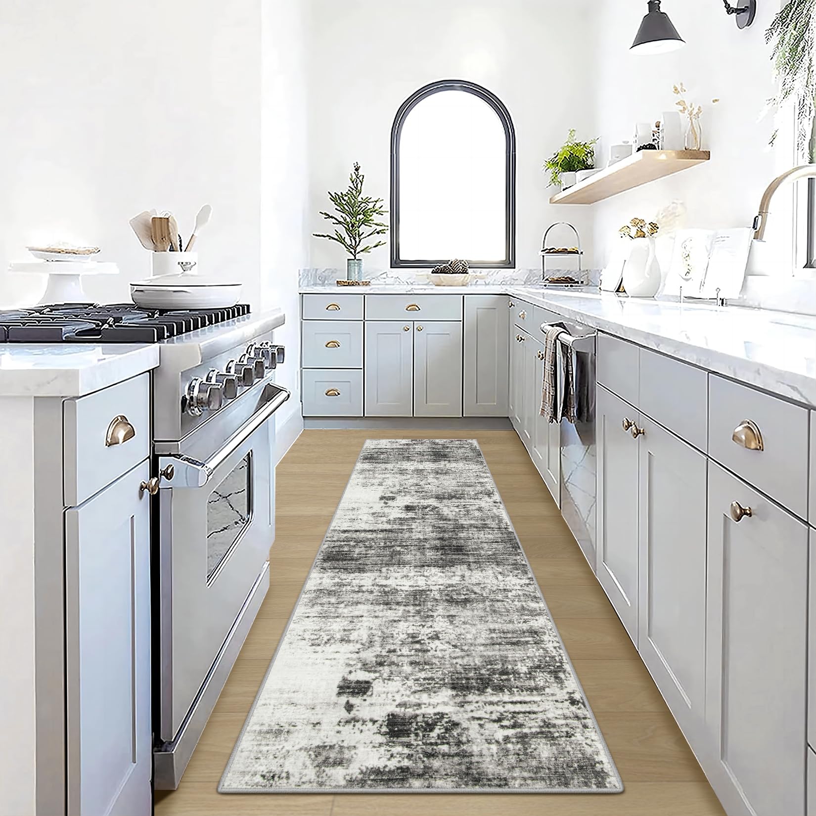 8x10 Area Rugs Washable Rug: Large Modern Abstract Living Room Rug Soft Anti-Skid Thin Carpet Indoor Floor Non-Shedding Carpets for Bedroom Dining Farmhouse Nursery Home Office Black Grey Gold