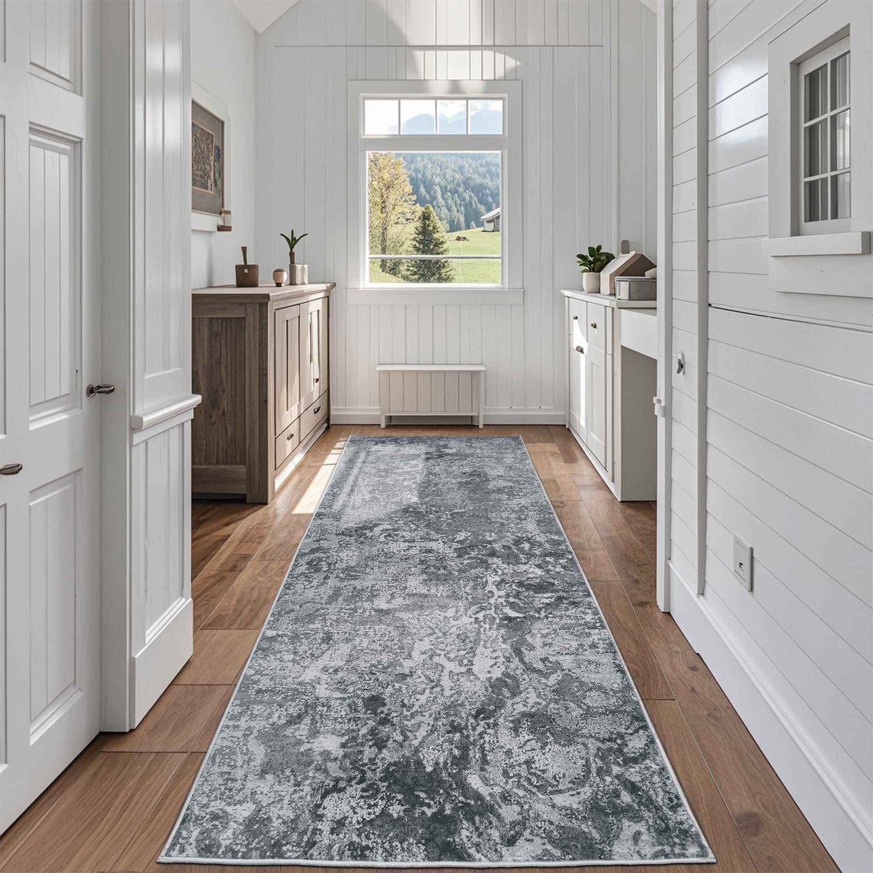 8x10 Area Rugs for Living Room Rug Washable: Abstract Large Rug for Dining Room Bedroom Carpet Non Slip 8 by 10 Indoor Modern Nursery Home Office Blue Grey