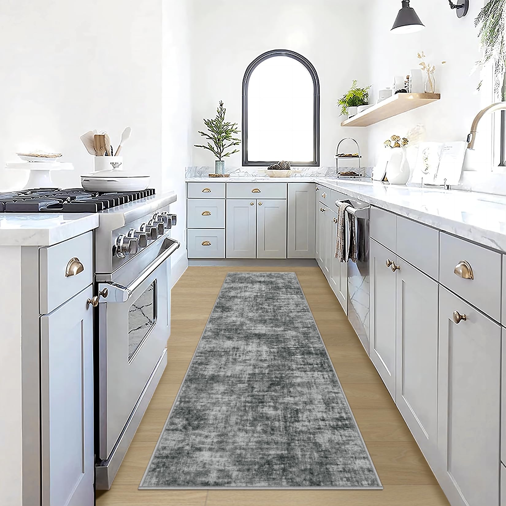 8x10 Area Rugs Washable Rug: Large Modern Abstract Living Room Rug Soft Anti-Skid Thin Carpet Indoor Floor Non-Shedding Carpets for Bedroom Dining Farmhouse Nursery Home Office Black Grey Gold