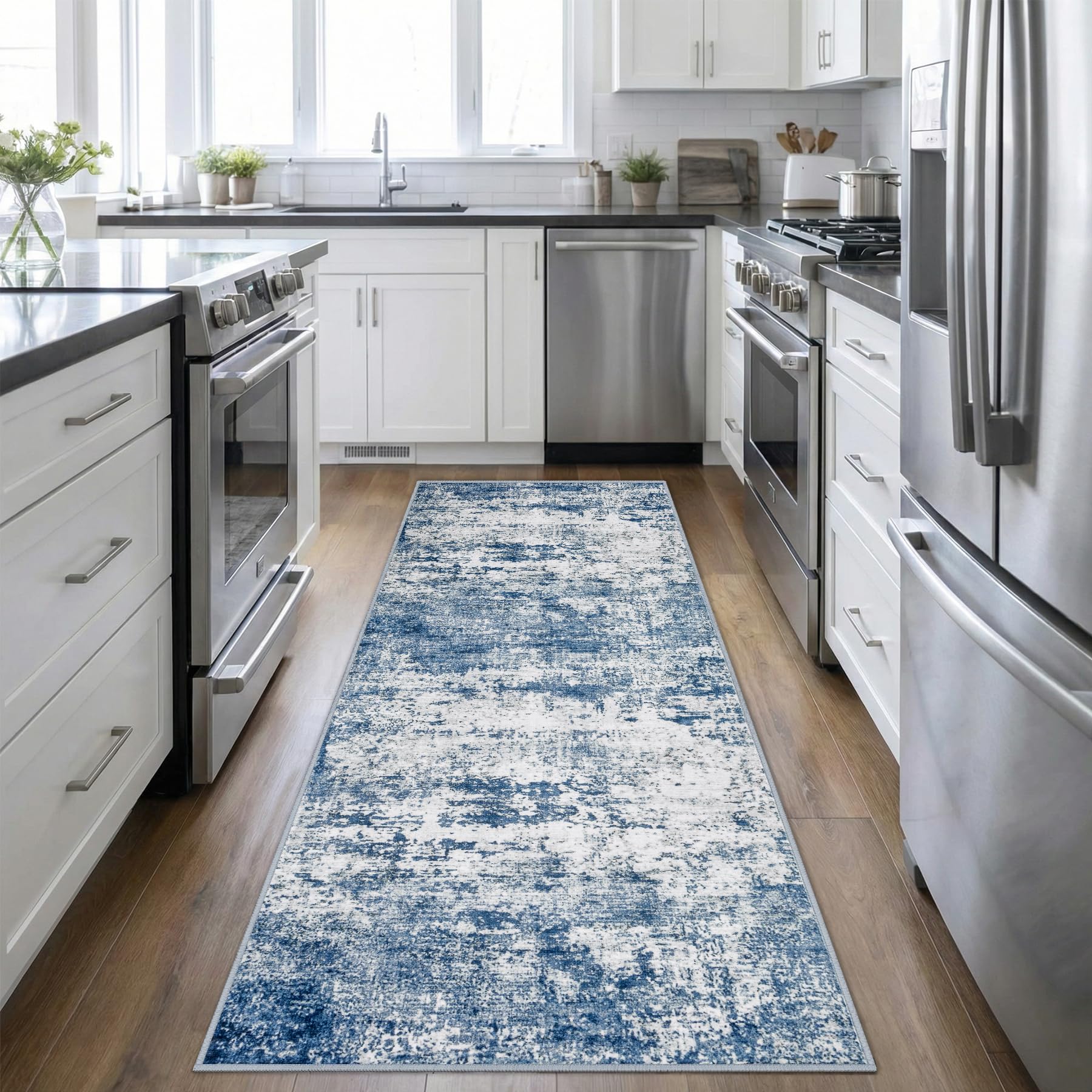 5x7 Area Rug Living Room Rug: Washable Modern Abstract Soft Thin Rug Indoor Floor No Slip Stain Resistant Carpet for Bedroom Dining Room Farmhouse Nursery Home Office - Black