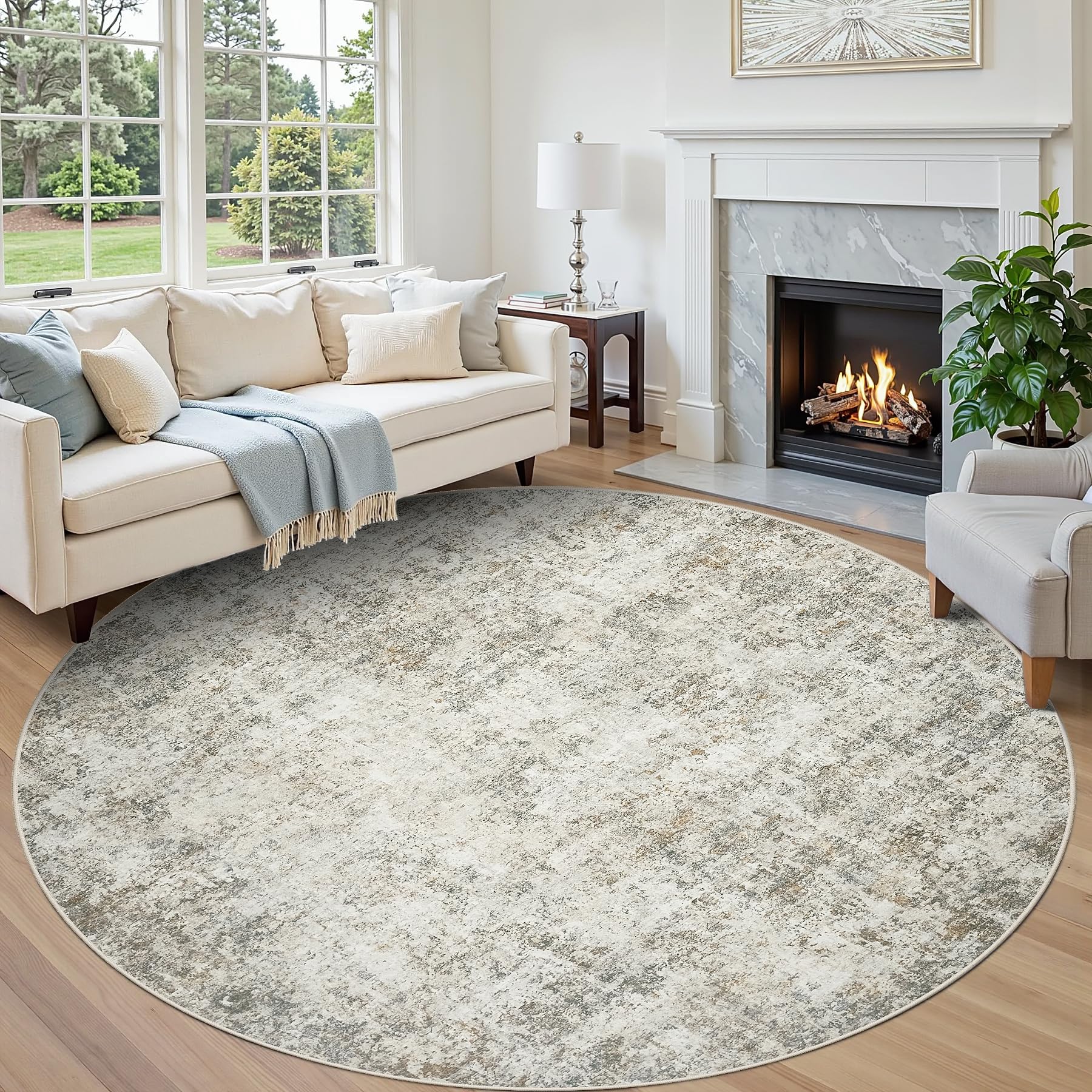 8x10 Area Rugs for Living Room Rug Washable: Abstract Large Rug for Dining Room Bedroom Carpet Non Slip 8 by 10 Indoor Modern Nursery Home Office Blue Grey