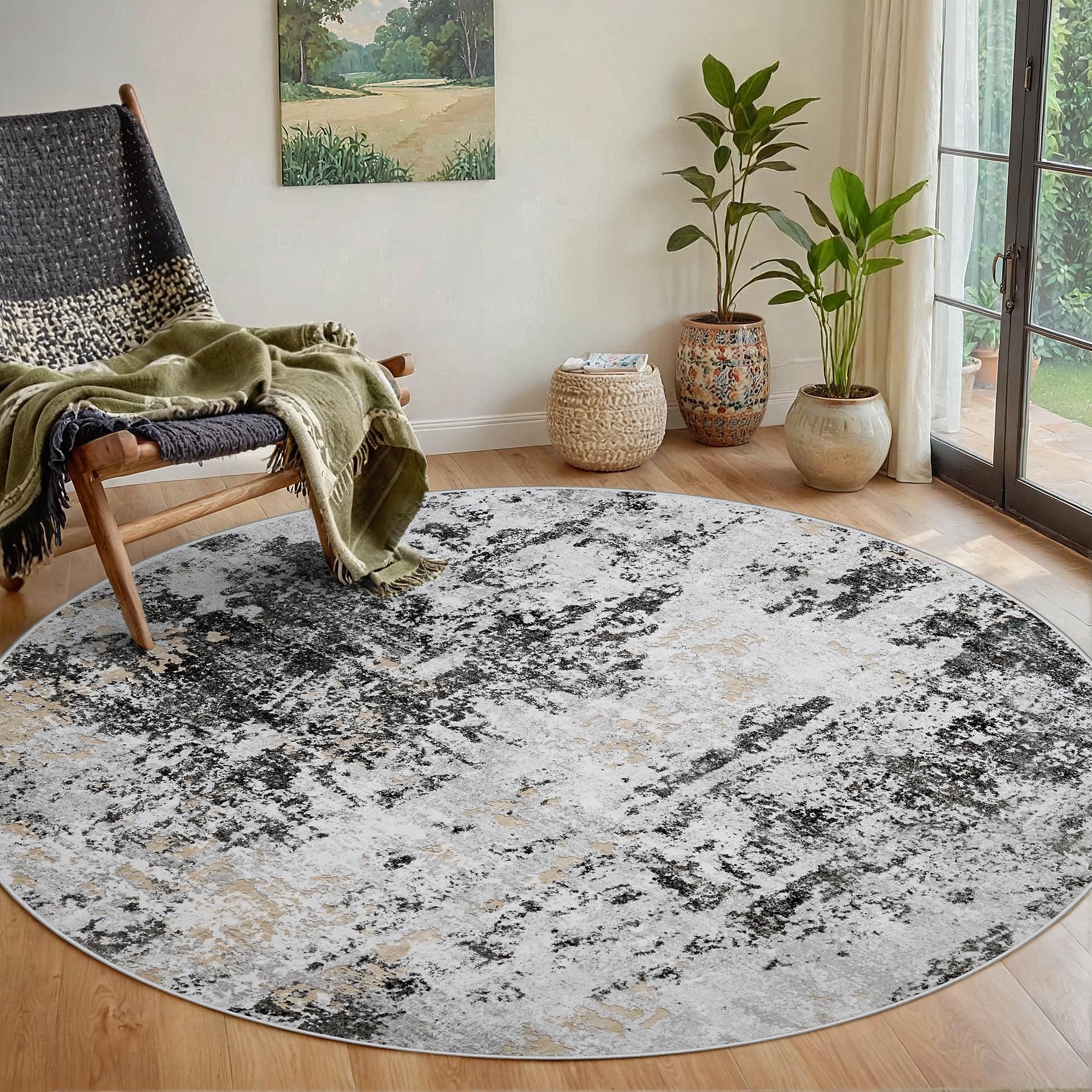 8x10 Area Rugs for Living Room Rug Washable: Abstract Large Rug for Dining Room Bedroom Carpet Non Slip 8 by 10 Indoor Modern Nursery Home Office Blue Grey