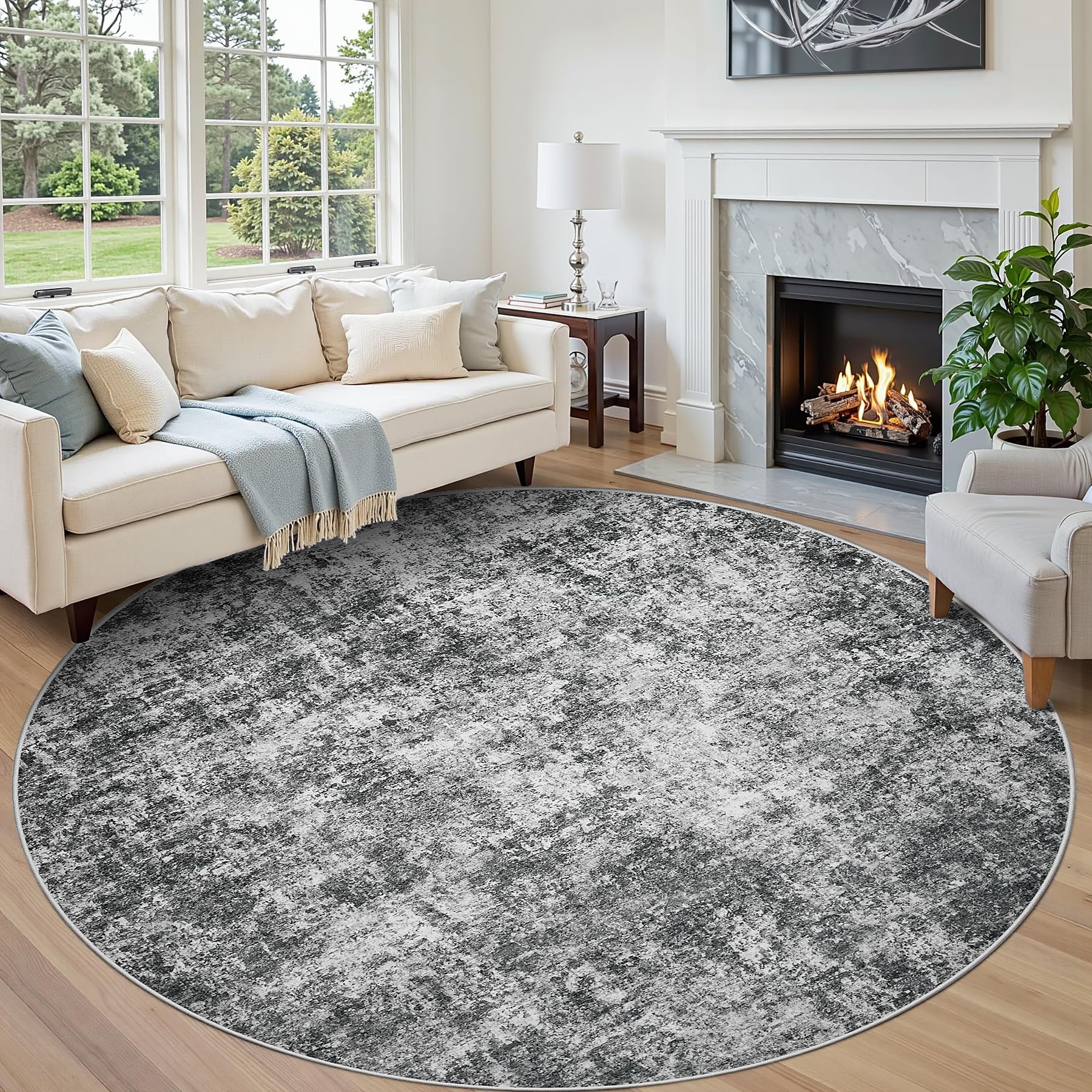 8x10 Area Rugs for Living Room Rug Washable: Abstract Large Rug for Dining Room Bedroom Carpet Non Slip 8 by 10 Indoor Modern Nursery Home Office Blue Grey